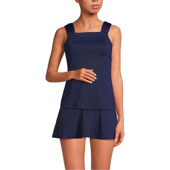 Lands end cap sleeve high neck tankini swimsuit top size 10 D Navy - Picture 4 of 5